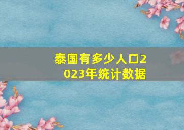 泰国有多少人口2023年统计数据