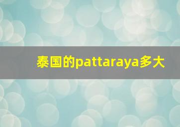 泰国的pattaraya多大