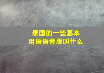 泰国的一些基本用语语音版叫什么