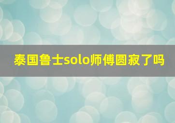 泰国鲁士solo师傅圆寂了吗