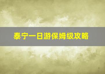 泰宁一日游保姆级攻略