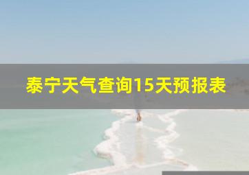 泰宁天气查询15天预报表