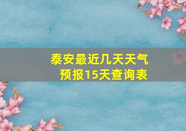 泰安最近几天天气预报15天查询表