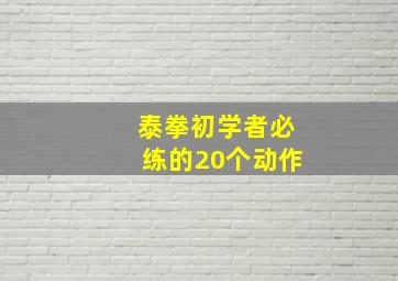 泰拳初学者必练的20个动作