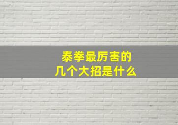 泰拳最厉害的几个大招是什么