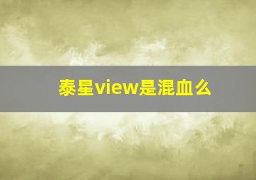 泰星view是混血么