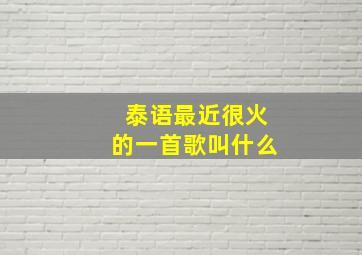 泰语最近很火的一首歌叫什么