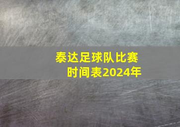 泰达足球队比赛时间表2024年