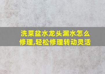 洗菜盆水龙头漏水怎么修理,轻松修理转动灵活