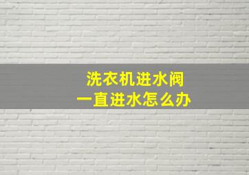 洗衣机进水阀一直进水怎么办