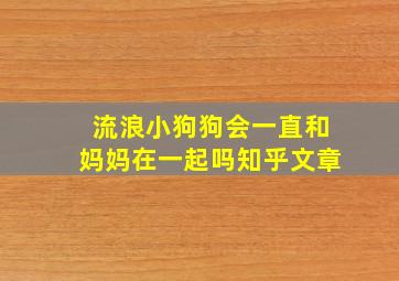 流浪小狗狗会一直和妈妈在一起吗知乎文章