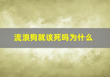 流浪狗就该死吗为什么