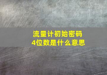 流量计初始密码4位数是什么意思