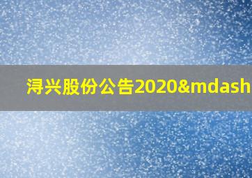 浔兴股份公告2020—065