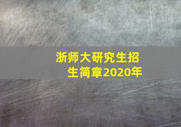 浙师大研究生招生简章2020年