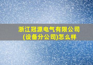 浙江冠源电气有限公司(设备分公司)怎么样