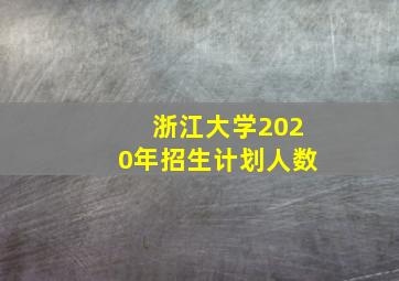 浙江大学2020年招生计划人数