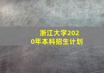 浙江大学2020年本科招生计划