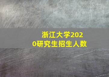 浙江大学2020研究生招生人数