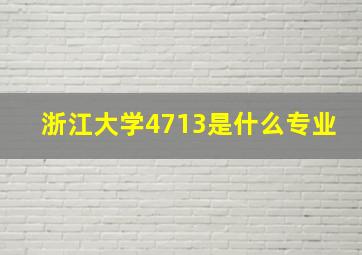 浙江大学4713是什么专业