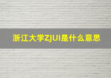 浙江大学ZJUI是什么意思