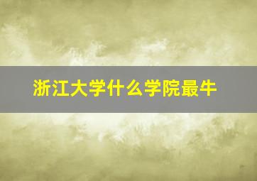 浙江大学什么学院最牛