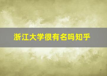 浙江大学很有名吗知乎