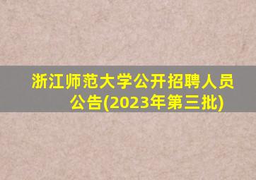 浙江师范大学公开招聘人员公告(2023年第三批)