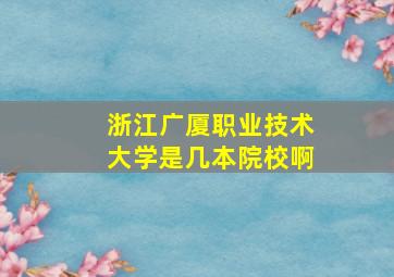 浙江广厦职业技术大学是几本院校啊