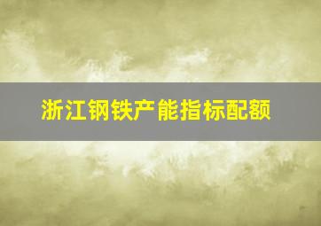 浙江钢铁产能指标配额