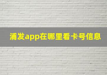 浦发app在哪里看卡号信息