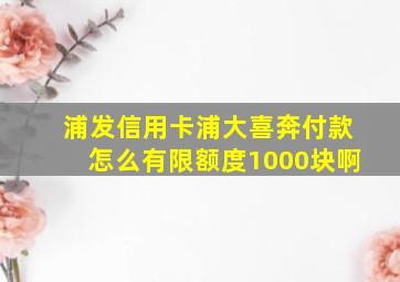 浦发信用卡浦大喜奔付款怎么有限额度1000块啊