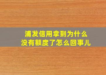 浦发信用拿到为什么没有额度了怎么回事儿