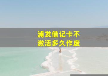 浦发借记卡不激活多久作废