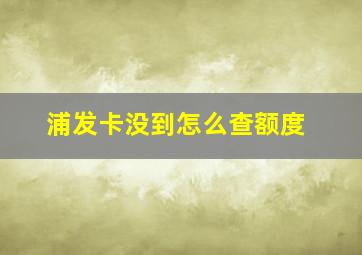 浦发卡没到怎么查额度