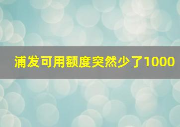 浦发可用额度突然少了1000