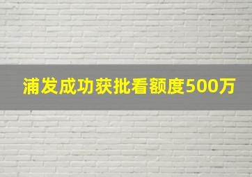 浦发成功获批看额度500万