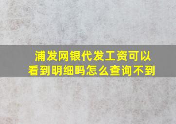 浦发网银代发工资可以看到明细吗怎么查询不到