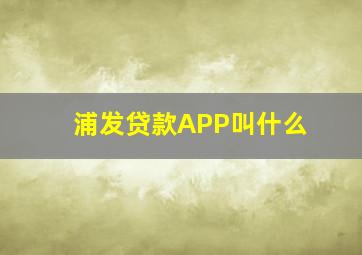 浦发贷款APP叫什么