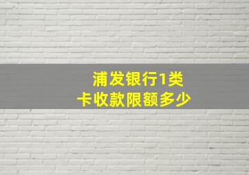 浦发银行1类卡收款限额多少