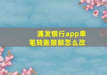 浦发银行app单笔转账限额怎么改