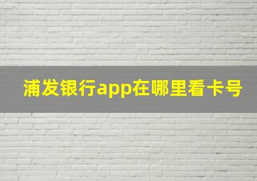 浦发银行app在哪里看卡号