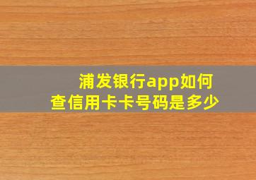 浦发银行app如何查信用卡卡号码是多少