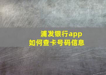 浦发银行app如何查卡号码信息