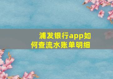 浦发银行app如何查流水账单明细