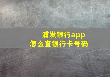 浦发银行app怎么查银行卡号码