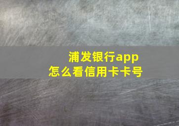 浦发银行app怎么看信用卡卡号