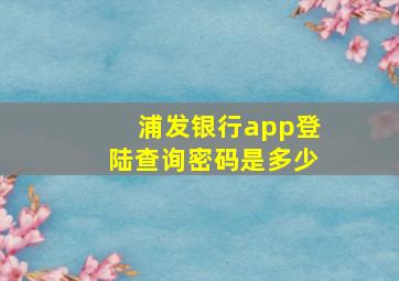 浦发银行app登陆查询密码是多少