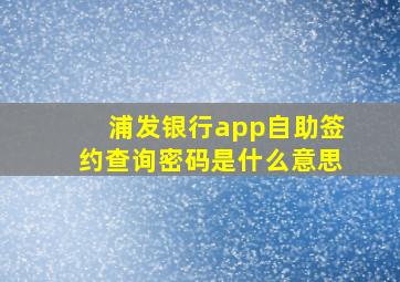 浦发银行app自助签约查询密码是什么意思