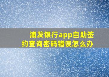 浦发银行app自助签约查询密码错误怎么办